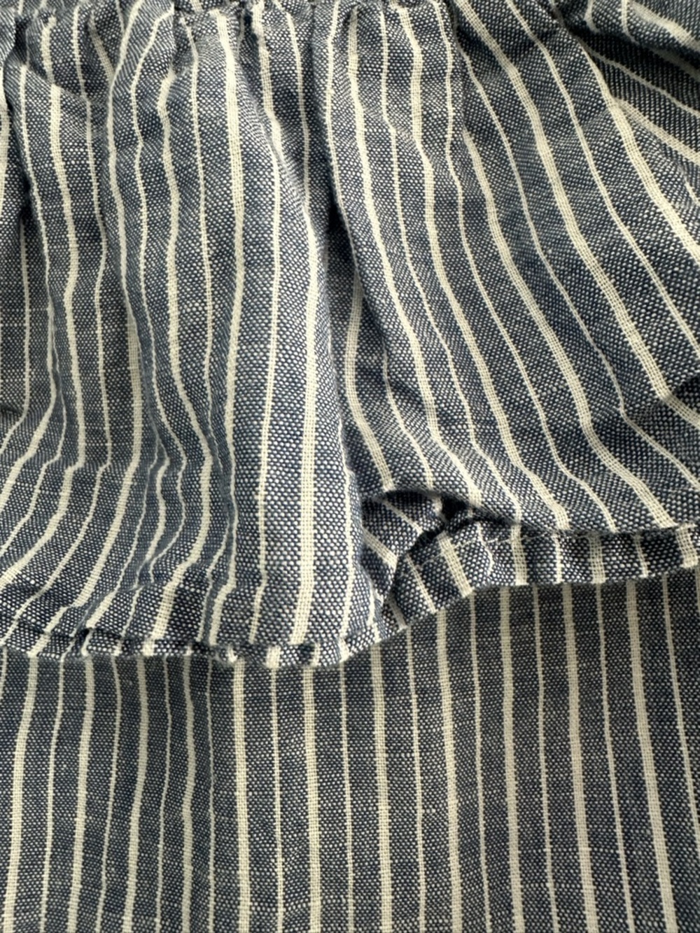 J. Crew size 2 Blue and White Striped Ruffle Cold-Shoulder Top - Picture 2 of 3